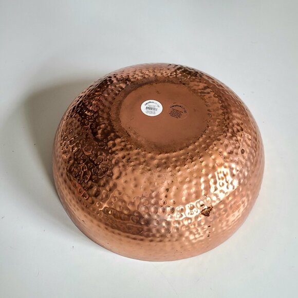 Large 14'' wide Creative Co-op Round Hammered Metal Bowl, Copper Finish - Picture 4 of 5